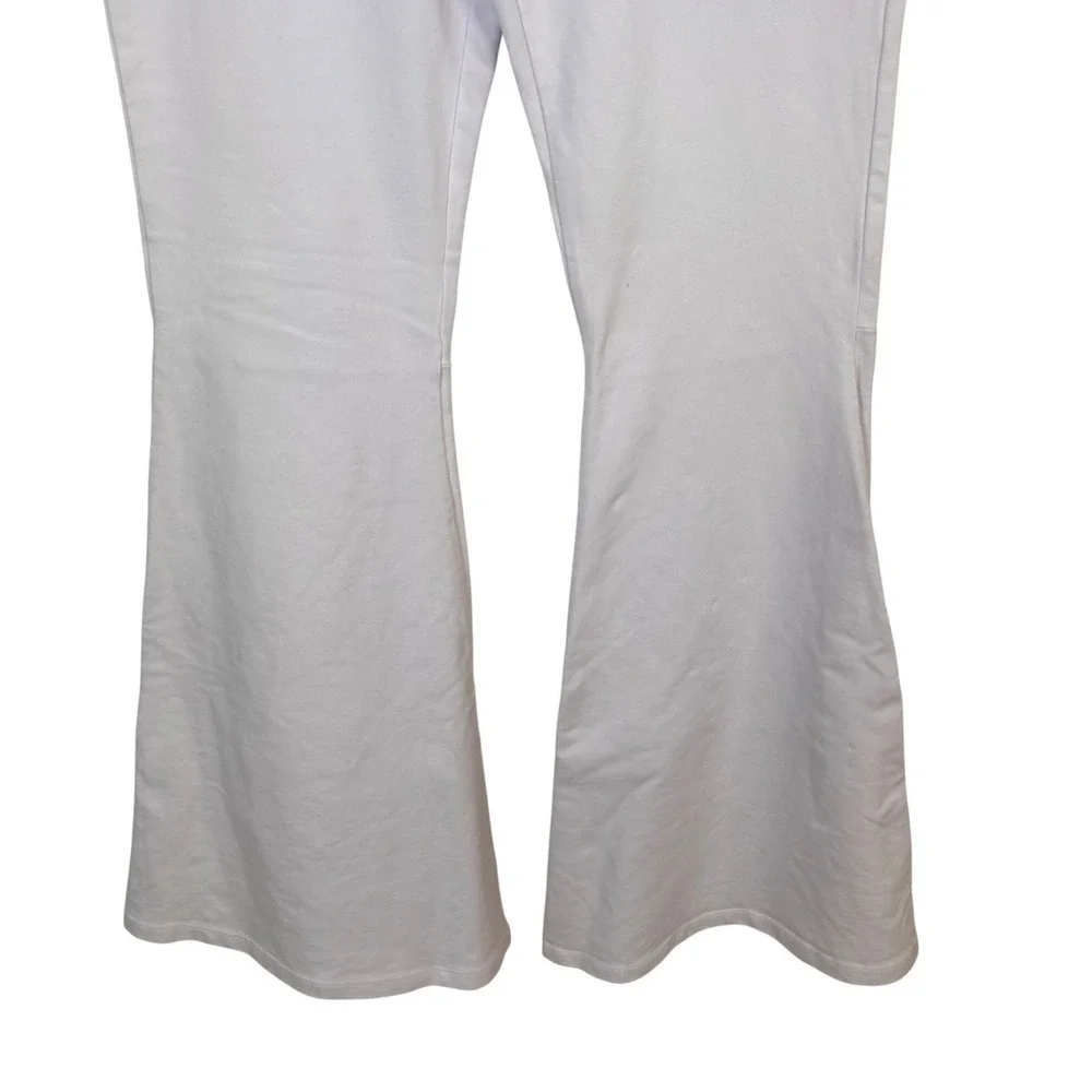 Chatoyant Womens Pants Sz M White Mineral Wash Bell Bottoms‎ Stretchy Pull On